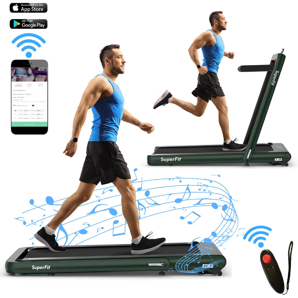 4.75HP 2 In 1 Folding Treadmill White Z79504