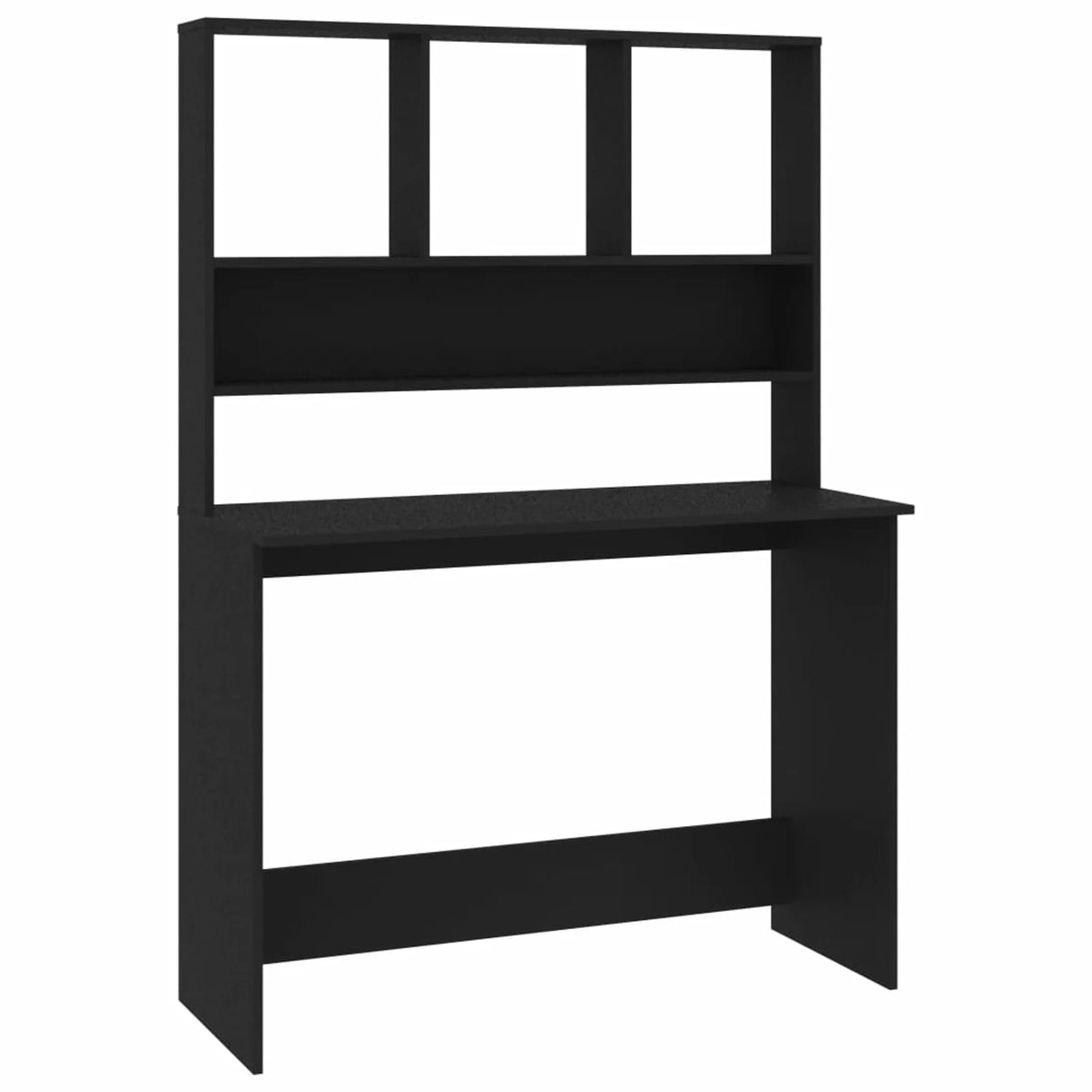 Black Engineered Wood Desk with Shelves I316