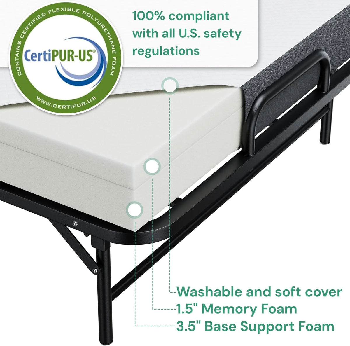 Folding Bed with 5" Memory Foam Mattress H5530