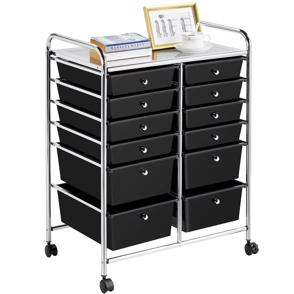 Black 12 Drawer Rolling Storage Cart U643775