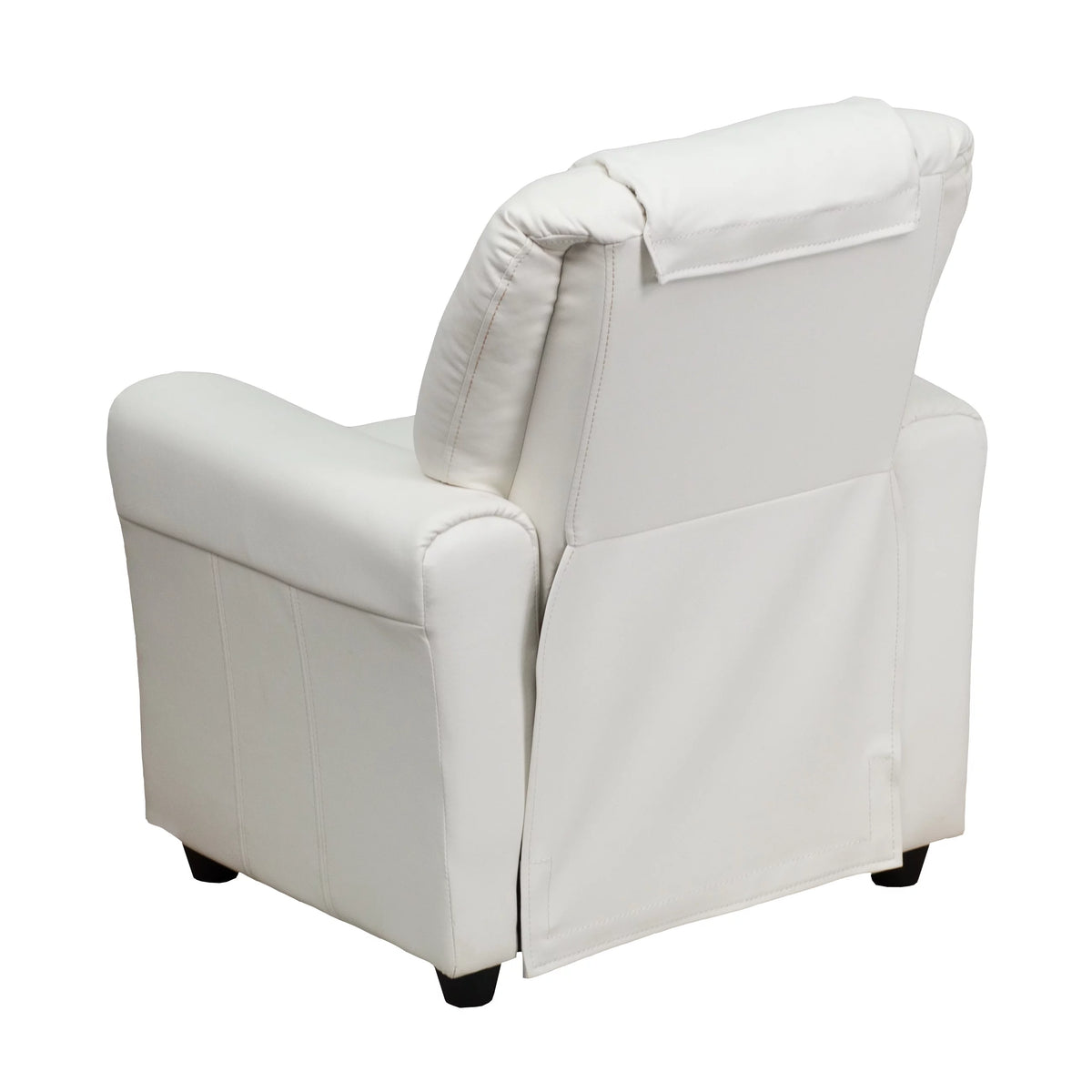 White Vinyl Kids Recliner with Cup Holder D584375