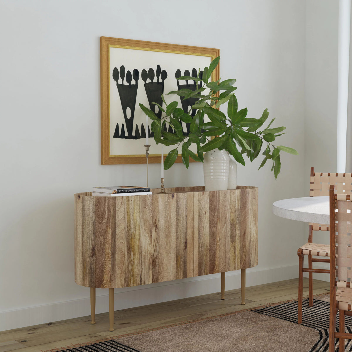 Wood and Iron Console Table with Shelves L125272