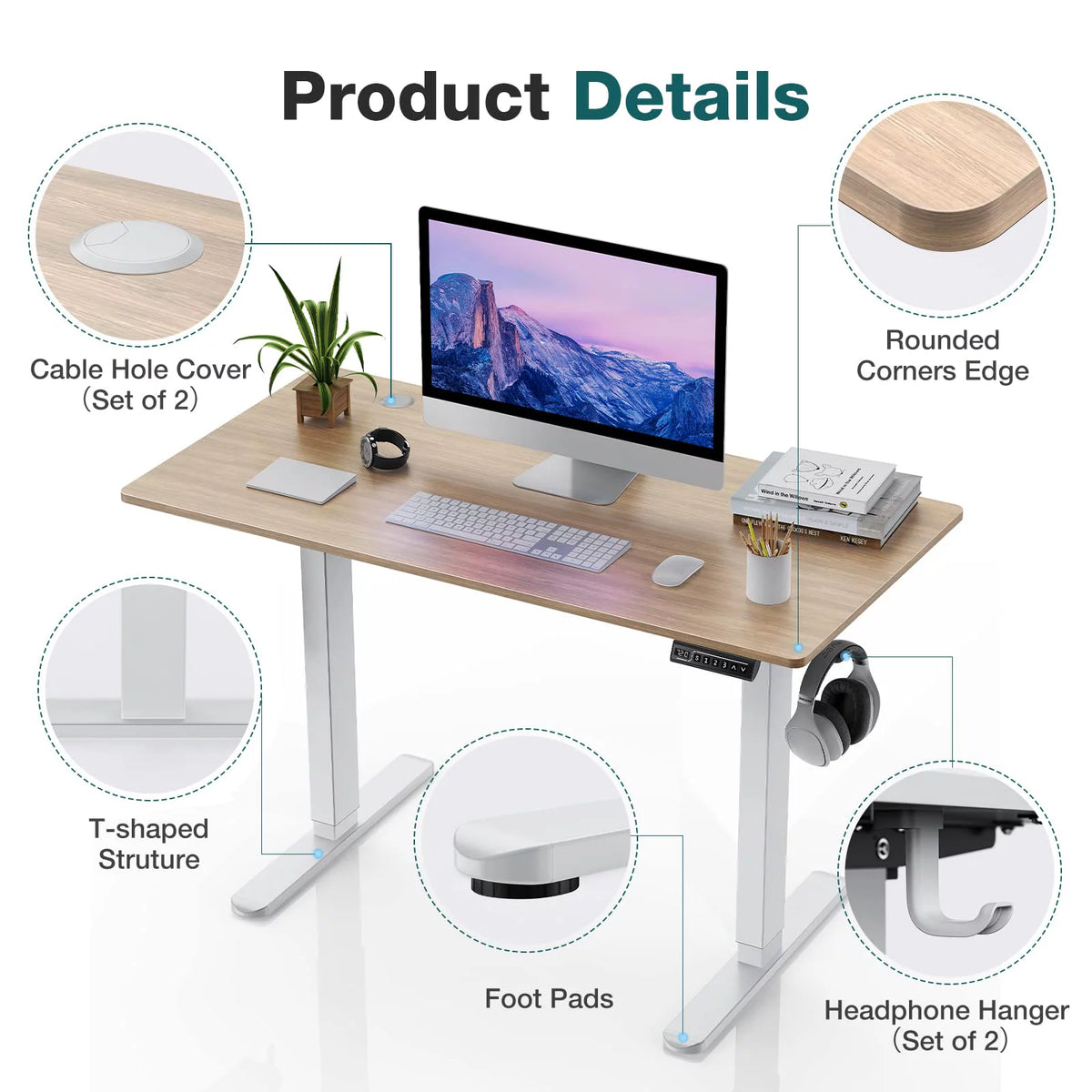 Height Adjustable Electric Standing Desk 40 x 24 Inches H4457