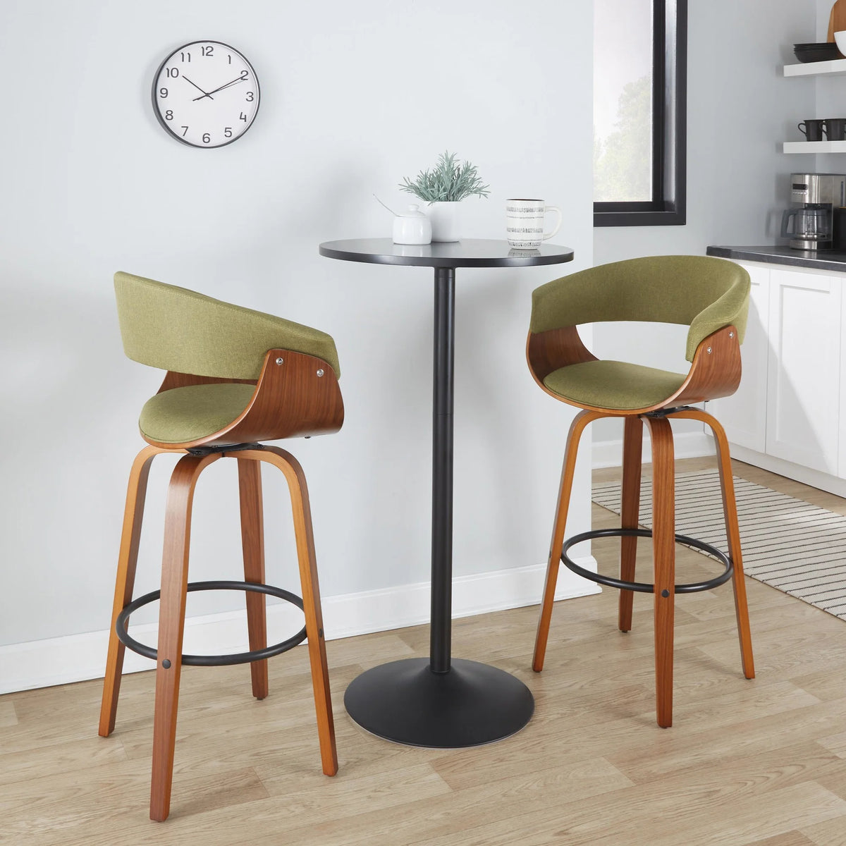 Green Fabric Barstool Set of 2 X228050