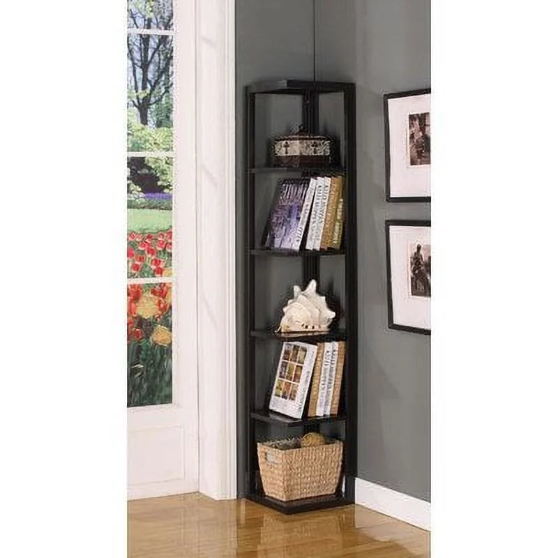 5-Tier Corner Wood Bookcase in Walnut D67284