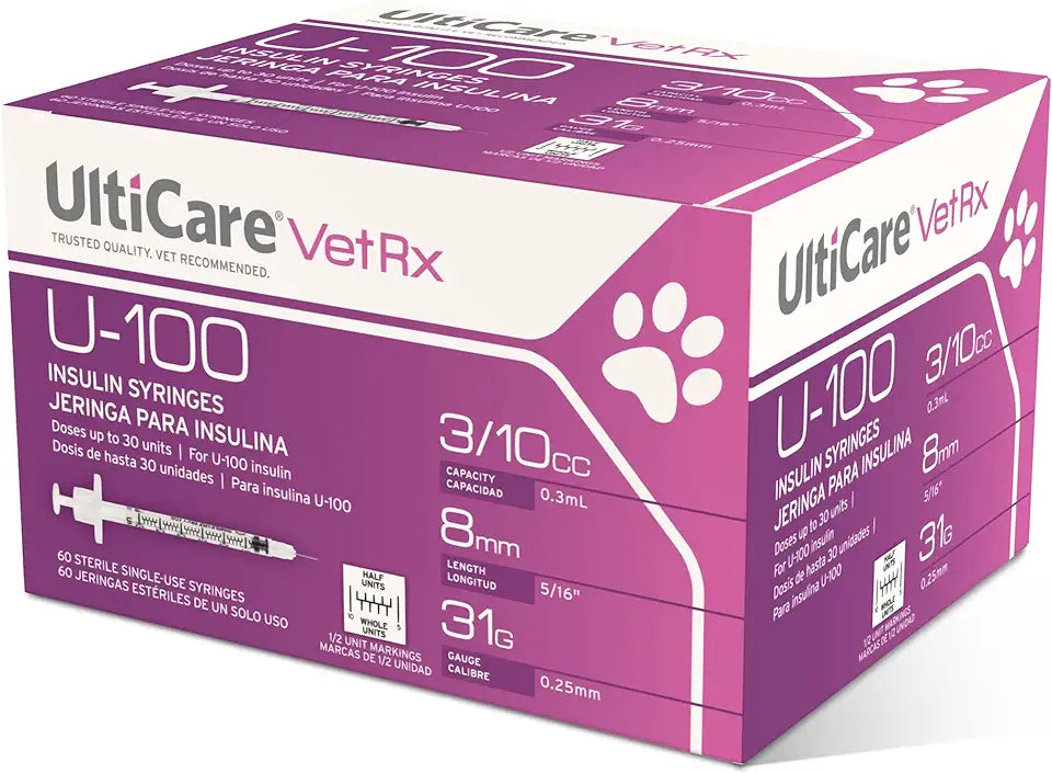 U-100 Pet Insulin Syringes 3/10cc 31G 60 ct N6601