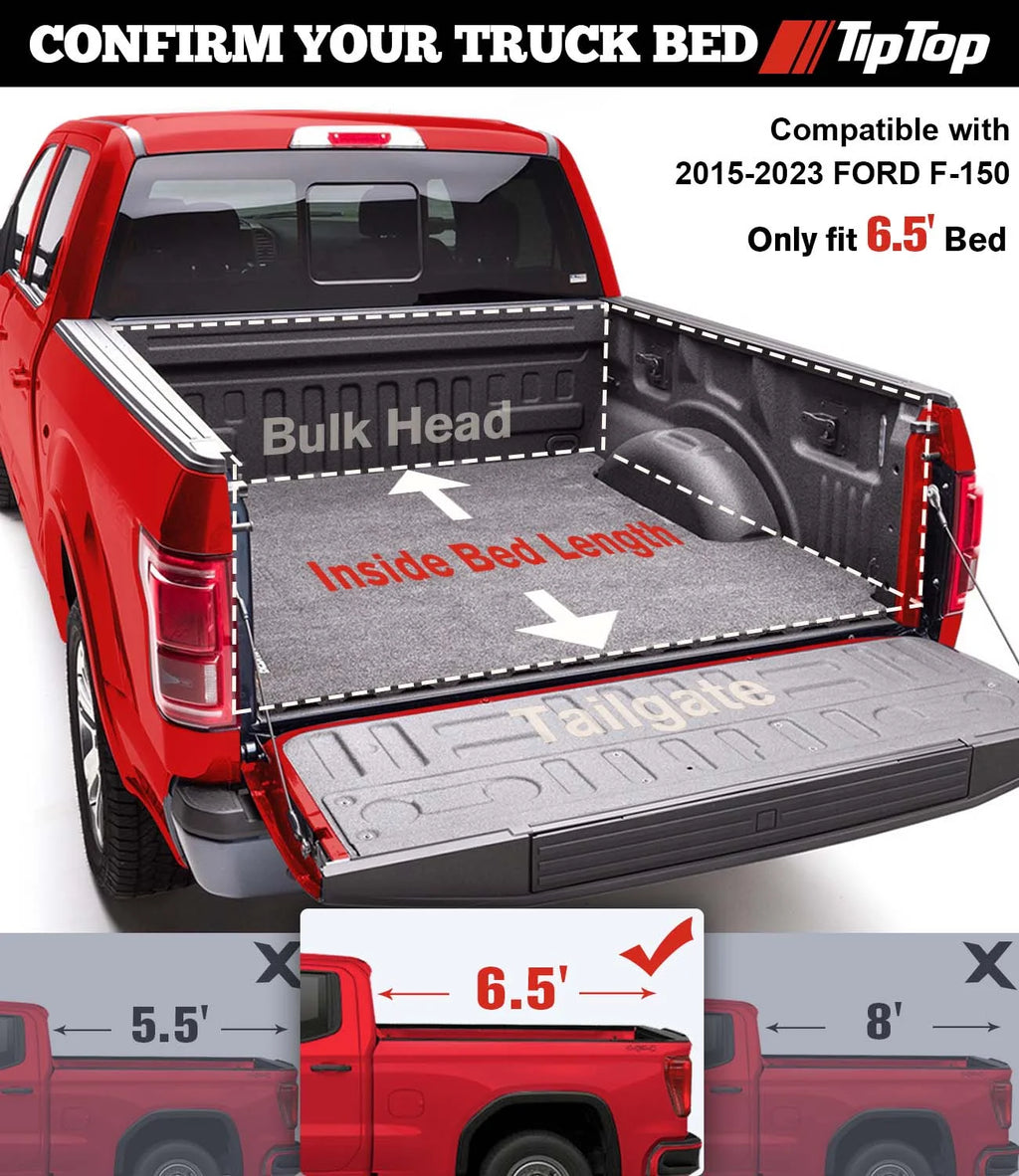 Tri-Fold Hard Tonneau Cover Truck Bed FRP 6.5ft Bed V74082
