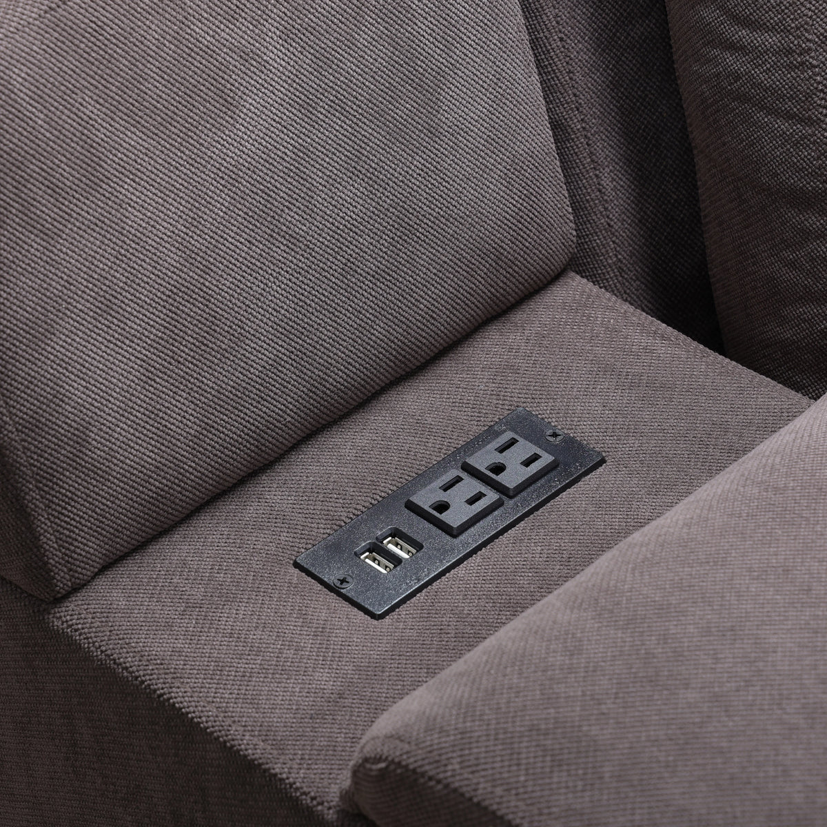 Brown 5-Pieces USB Power Outlet Sofa Set M728